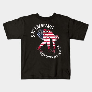 swimming paris 2024 Kids T-Shirt